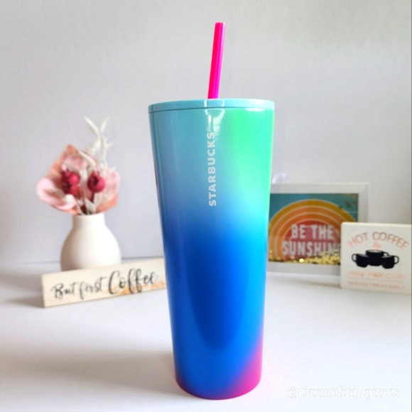 💚💙🩷 Starbucks 🥤 Ombre Stainless Steel Venti 24oz Cold Cup ☆》NWT《☆ - Picture 1 of 7